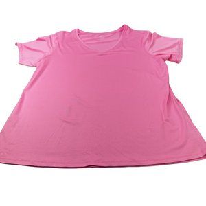 Athletic Works Womens Size XXL 20 Tee Shirt Stretch V-Neck Short Sleeve Pink New